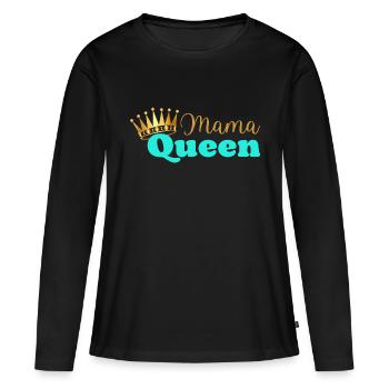 Mama queen - maman reine - cadeau fête des mères - T-shirt manches longues Premium bio Femme - noir - Devant - Julia (174cm)
