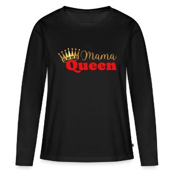 Mama queen - maman reine - cadeau fête des mères - T-shirt manches longues Premium bio Femme - noir - Devant - Julia (174cm)
