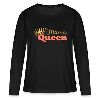 Mama queen - maman reine - cadeau fête des mères - T-shirt manches longues Premium bio Femme - noir - Devant - Julia (174cm)
