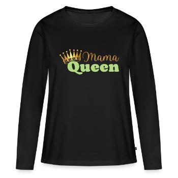 Mama queen - maman reine - cadeau fête des mères - T-shirt manches longues Premium bio Femme - noir - Devant - Julia (174cm)
