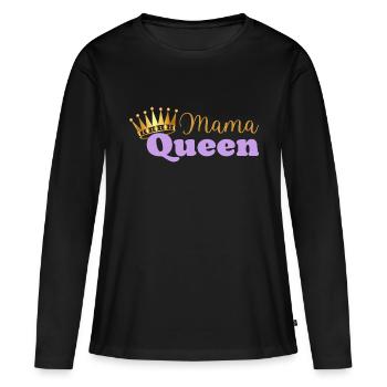 Mama queen - maman reine - cadeau fête des mères - T-shirt manches longues Premium bio Femme - noir - Devant - Julia (174cm)