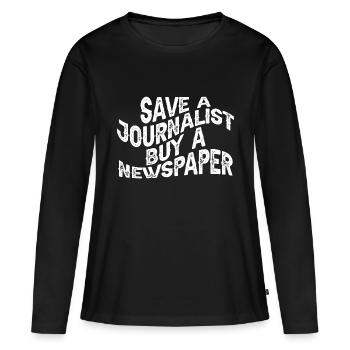 Sauvez un journaliste, achetez un journal 3 - T-shirt manches longues Premium bio Femme - noir - Devant - Julia (174cm)