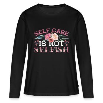 Prendre soin de soi n’est pas égoïste 5 - T-shirt manches longues Premium bio Femme - noir - Devant - Julia (174cm)