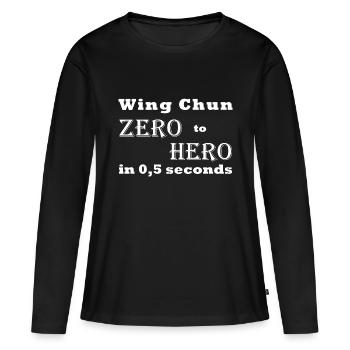 Maillot Wing Chun zéro à héros - T-shirt manches longues Premium bio Femme - noir - Devant - Julia (174cm)