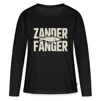 Angler Design Zander Pêche au sandre Pêche au sandre - T-shirt manches longues Premium bio Femme - noir - Devant - Julia (174cm)