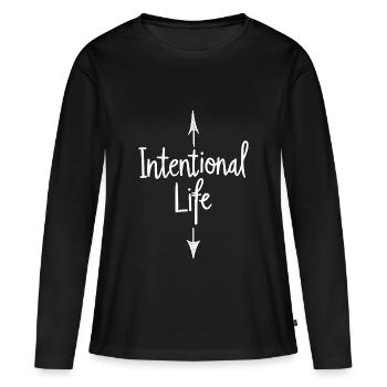 Intentional Life Conscious Life Sayings Saying - Women's Premium Organic Long Sleeve Shirt - black - Front - Julia (174cm)