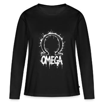 Symbole Omega Splash - T-shirt manches longues Premium bio Femme - noir - Devant - Julia (174cm)