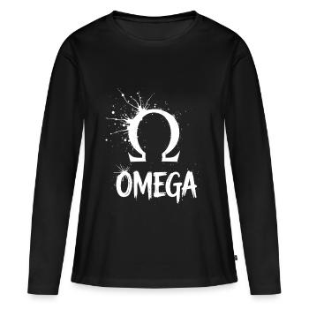 Symbole Omega Splash - T-shirt manches longues Premium bio Femme - noir - Devant - Julia (174cm)