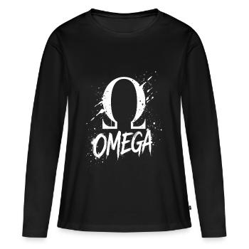 Symbole Omega Splash - T-shirt manches longues Premium bio Femme - noir - Devant - Julia (174cm)