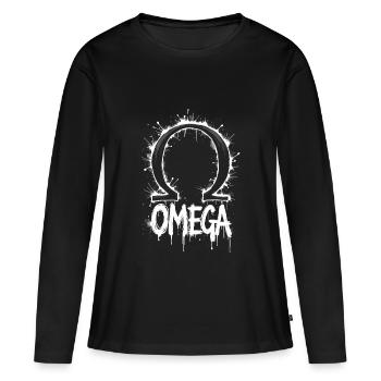 Symbole Omega Splash - T-shirt manches longues Premium bio Femme - noir - Devant - Julia (174cm)