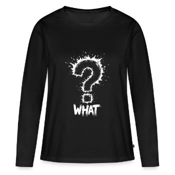 Quel point d’interrogation Splash - T-shirt manches longues Premium bio Femme - noir - Devant - Julia (174cm)