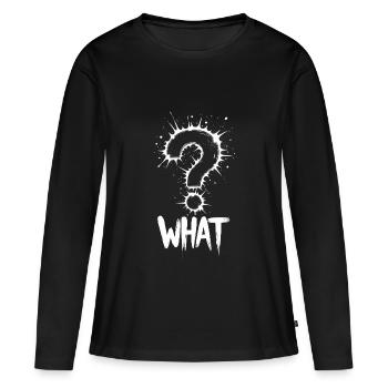 Quel point d’interrogation Splash - T-shirt manches longues Premium bio Femme - noir - Devant - Julia (174cm)