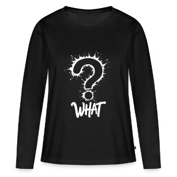 Quel point d’interrogation Splash - T-shirt manches longues Premium bio Femme - noir - Devant - Julia (174cm)