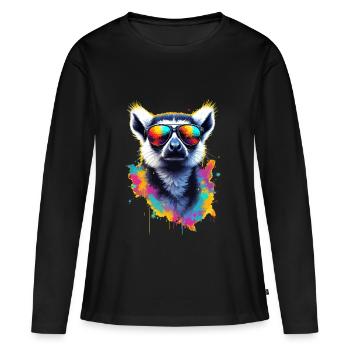 Dj Lémurien avec lunettes de soleil Trend Design T-Shirt - T-shirt manches longues Premium bio Femme - noir - Devant - Julia (174cm)