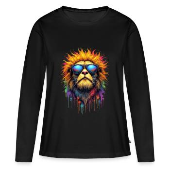 Dj Suricate chat avec lunettes de soleil T-Shirt - T-shirt manches longues Premium bio Femme - noir - Devant - Julia (174cm)