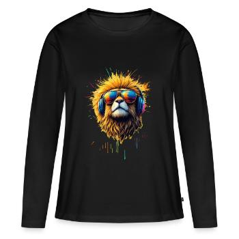 Dj Suricate chat avec lunettes de soleil T-Shirt - T-shirt manches longues Premium bio Femme - noir - Devant - Julia (174cm)