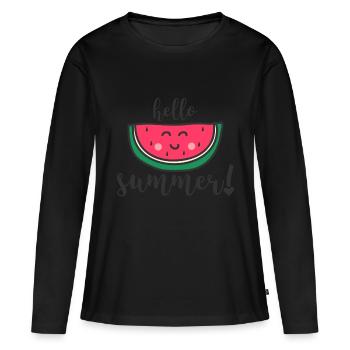 HELLO ÉTÉ - T-shirt manches longues Premium bio Femme - noir - Devant - Julia (174cm)