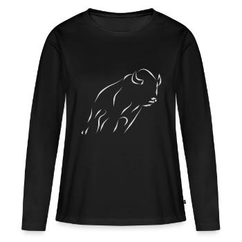 Bison - gris clair - T-shirt manches longues Premium bio Femme - noir - Devant - Julia (174cm)