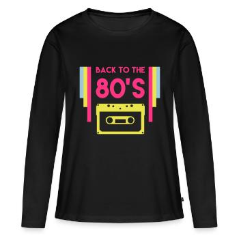 Retour aux 80 - T-shirt manches longues Premium bio Femme - noir - Devant - Julia (174cm)