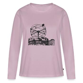 Horloge mondiale - T-shirt manches longues Premium bio Femme - rose poudré - Devant - Julia (174cm)
