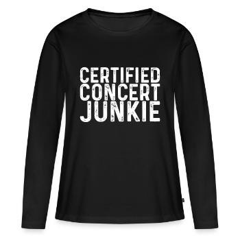 Junkie de concert certifié - T-shirt manches longues Premium bio Femme - noir - Devant - Julia (174cm)