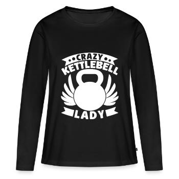 Gym Junkies Crazy Kettlebell Lady Calisthenics - Women's Premium Organic Long Sleeve Shirt - black - Front - Julia (174cm)
