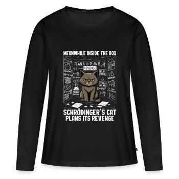 Le chat de Schrödinger planifie sa vengeance - T-shirt manches longues Premium bio Femme - noir - Devant - Julia (174cm)