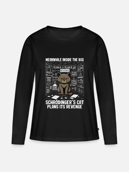 Schrödingers Cat Plans Revenge - Frauen Premium Bio Langarmshirt - Schwarz