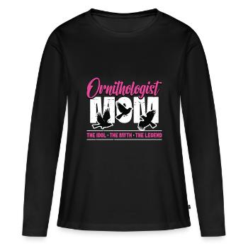 Ornithologue Maman L’idole Le mythe Ornithologue Ornithologue - T-shirt manches longues Premium bio Femme - noir - Devant - Julia (174cm)