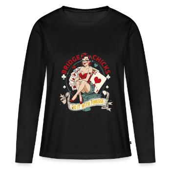 Les Bridge Players Bridge Chicks le font avec finesse - T-shirt manches longues Premium bio Femme - noir - Devant - Julia (174cm)