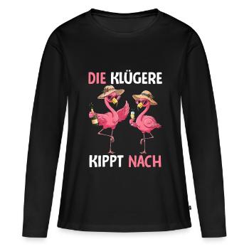 Le plus intelligent se renverse - T-shirt manches longues Premium bio Femme - noir - Devant - Julia (174cm)