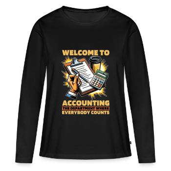 Comptabilité Bienvenue à la comptabilité Le comptable - T-shirt manches longues Premium bio Femme - noir - Devant - Julia (174cm)