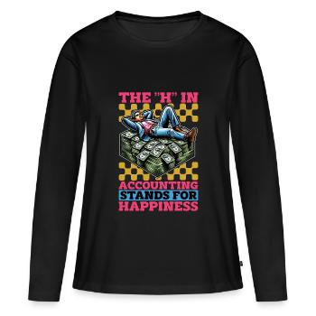 Comptabilité Le H de la comptabilité Stands Tableur - T-shirt manches longues Premium bio Femme - noir - Devant - Julia (174cm)