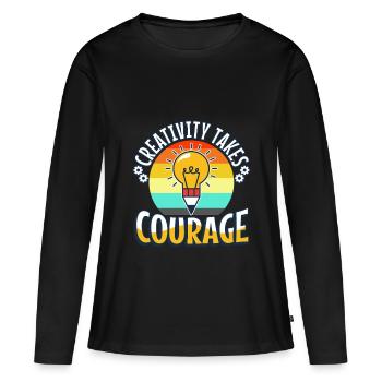 La créativité demande du courage - T-shirt manches longues Premium bio Femme - noir - Devant - Julia (174cm)
