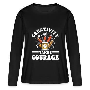 La créativité demande du courage - T-shirt manches longues Premium bio Femme - noir - Devant - Julia (174cm)
