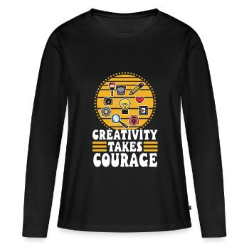 La créativité demande du courage - T-shirt manches longues Premium bio Femme - noir - Devant - Julia (174cm)
