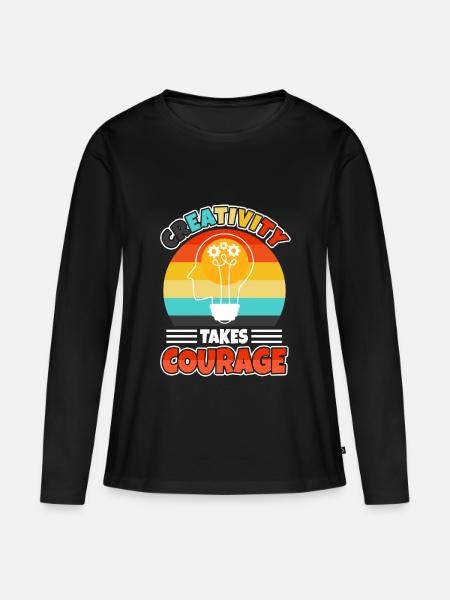 Creativity Takes Courage - Frauen Premium Bio Langarmshirt - Schwarz