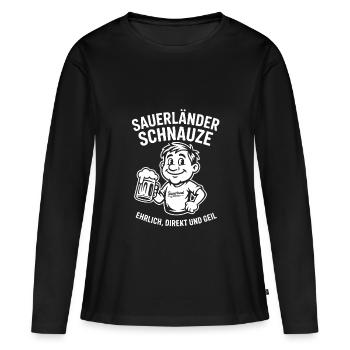 Sauerländer museau honnête, direct et corné - T-shirt manches longues Premium bio Femme - noir - Devant - Julia (174cm)