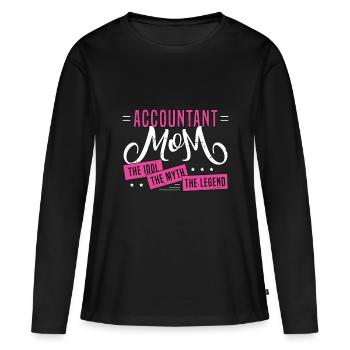 Comptable Maman L’idole Le mythe Analyse des données - T-shirt manches longues Premium bio Femme - noir - Devant - Julia (174cm)