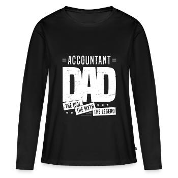 Papa comptable L’idole Le mythe La légende - T-shirt manches longues Premium bio Femme - noir - Devant - Julia (174cm)