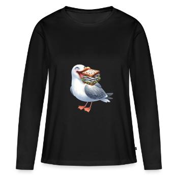 Mer du Nord Mer Baltique Mouette Mouettes Hareng maritime - T-shirt manches longues Premium bio Femme - noir - Devant - Julia (174cm)