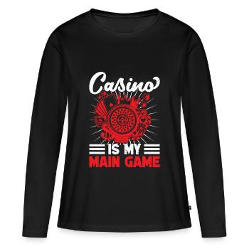 Fan de jeux d’argent est mon jeu Casino - T-shirt manches longues Premium bio Femme - noir - Devant - Julia (174cm)