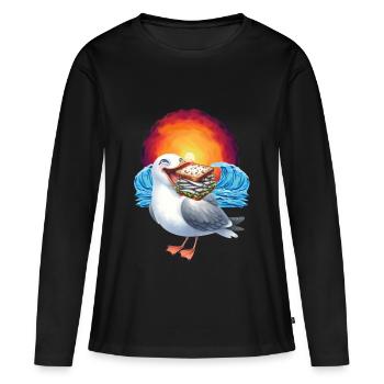 Sandwidsch Hareng Poisson Mouette Maritime - T-shirt manches longues Premium bio Femme - noir - Devant - Julia (174cm)