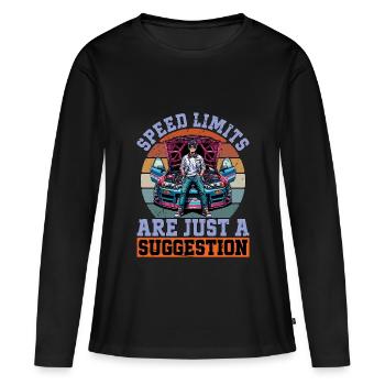 Les limites de vitesse des courses automobiles ne sont qu’un pilote de course - T-shirt manches longues Premium bio Femme - noir - Devant - Julia (174cm)