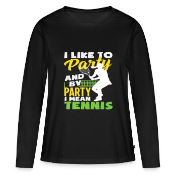 Ich Feier Gerne Und Mit Feiern Meine Ich Tennis - Frauen Premium Bio Langarmshirt - Schwarz - Vorne - Julia (174cm)