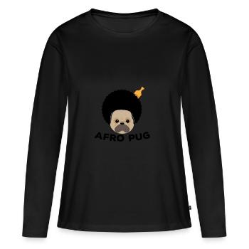 Afro Pug Carlin Chien Chien Animal Cadeau - T-shirt manches longues Premium bio Femme - noir - Devant - Julia (174cm)