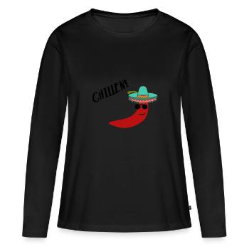 Chilli Chillen - Frauen Premium Bio Langarmshirt - Schwarz - Vorne - Julia (174cm)