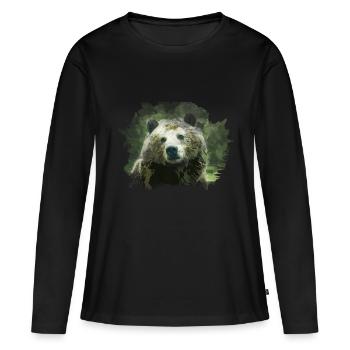 Ours - T-shirt manches longues Premium bio Femme - noir - Devant - Julia (174cm)