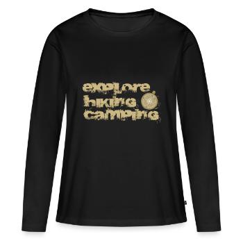 Découverte - Alpinisme - Randonnée - Camping - T-shirt manches longues Premium bio Femme - noir - Devant - Julia (174cm)