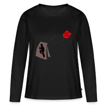KaraTee. karaté - T-shirt manches longues Premium bio Femme - noir - Devant - Julia (174cm)